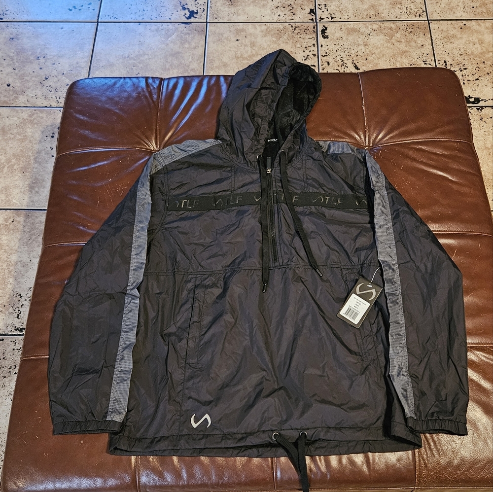 Men's Black and Gray Hooded Jacket